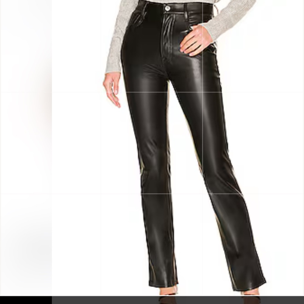 7 for all Mankind women’s black faux leather straight leg pockets zipper L pants